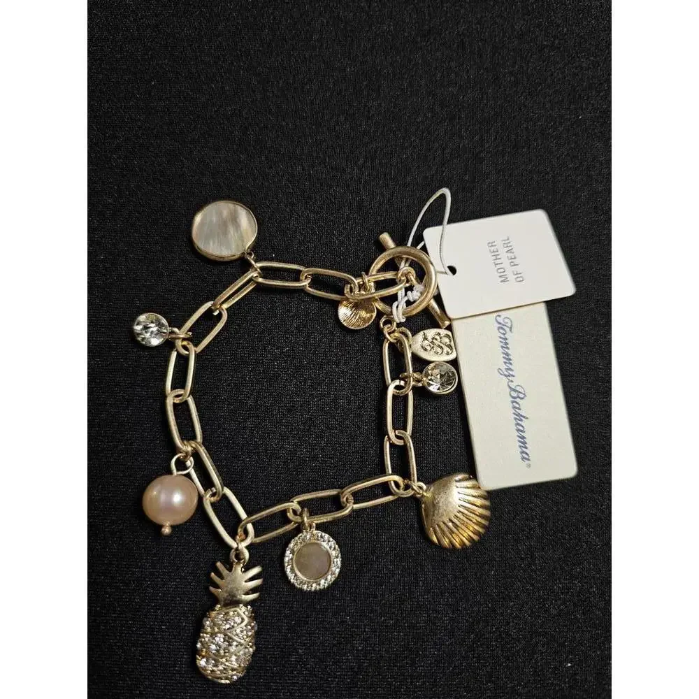 Tommy Bahama Gold Tone Charm Bracelet with Pineapple & Shells - Picture 2 of 6